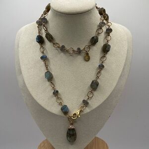 Rarities Hand Crafted Labradorite Gemstone Convertible Necklace 26”L